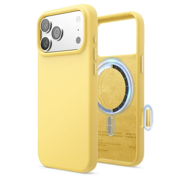 elago for iPhone 17 Pro Max Case, Premium Magnetic Silicone Case, Compatible with MagSafe, Liquid Silicone Material, Protective Cover, Shockproof, Slim Phone, 6.9 inch (Yellow)
