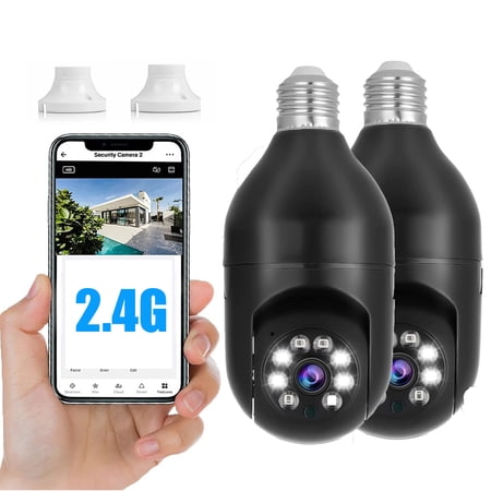 elecquality Motion Detection 1080P Bulb Surveillance Camera, Black, 2 (Count)