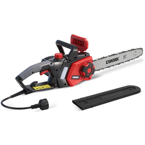 Electric Chainsaw Corded 16 Inch 15 Amp, Corded Electric Chain Saw with Tool-Free Chain Tension, Auto Oiling and Low Kickback