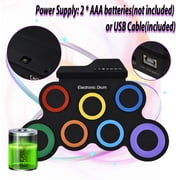electric drum set Electric Drum Set Portable Drum Pad Kit 7 Pads with Headphone Jack Pedals Drumsticks Holiday Birthday Gift Musical Instruments Practice Pad Drum Kit No Speaker