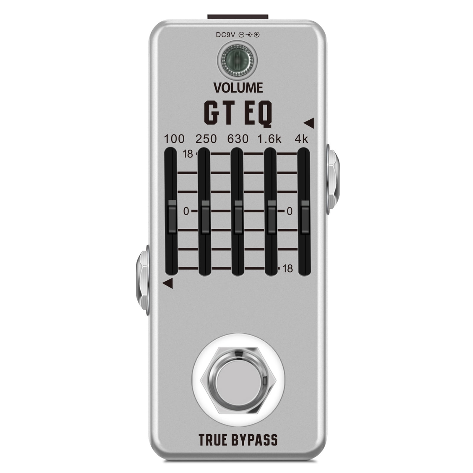electric guitar effects Eq 5-Band EQ Pedal Electric Guitar Equalizer 100Hz 250Hz 630Hz 1.6kHz 4kHz True Bypass 1/4 Inch Mono Metal Shell Effects Pedal Overload Distortion Delay Reverberation