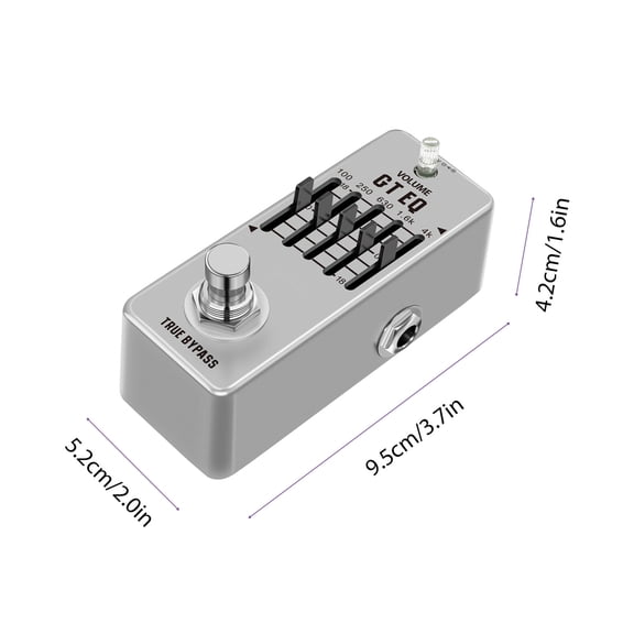 electric guitar effects Eq 5-Band EQ Pedal Electric Guitar Equalizer 100Hz 250Hz 630Hz 1.6kHz 4kHz True Bypass 1/4 Inch Mono Metal Shell Effects Pedal Overload Distortion Delay Reverberation