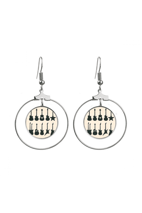 electric guitar music vitality sounds earrings dangle hoop jewelry drop circle