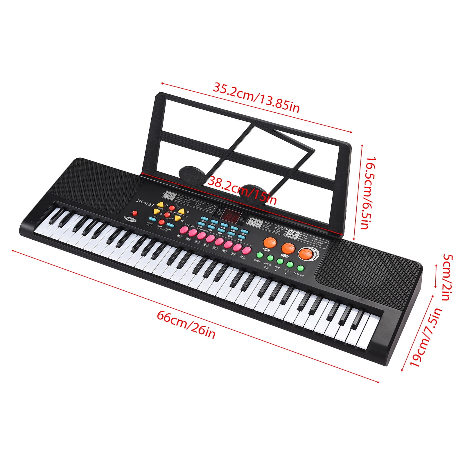 electric piano Piano 61 Key Electronic Keyboard Piano Dual Speaker 16 Tones 10 Rhythms 6 Demo Musical Instrument with Microphone and Music Score Stand Portable Music Piano Keyboard for Beginners