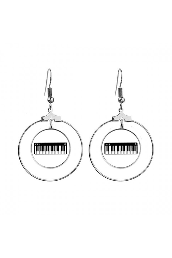 electric piano music vitality sounds earrings dangle hoop jewelry drop circle
