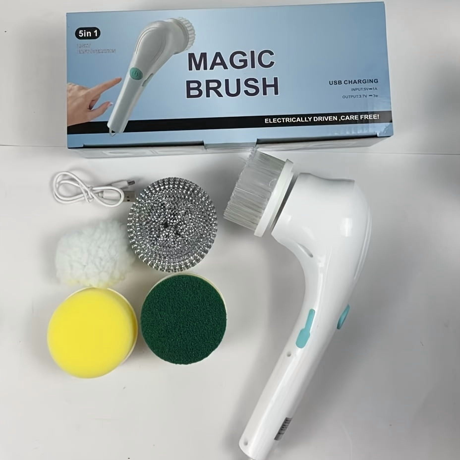 This electric rotating cleaning brush comes with replaceable brush ...