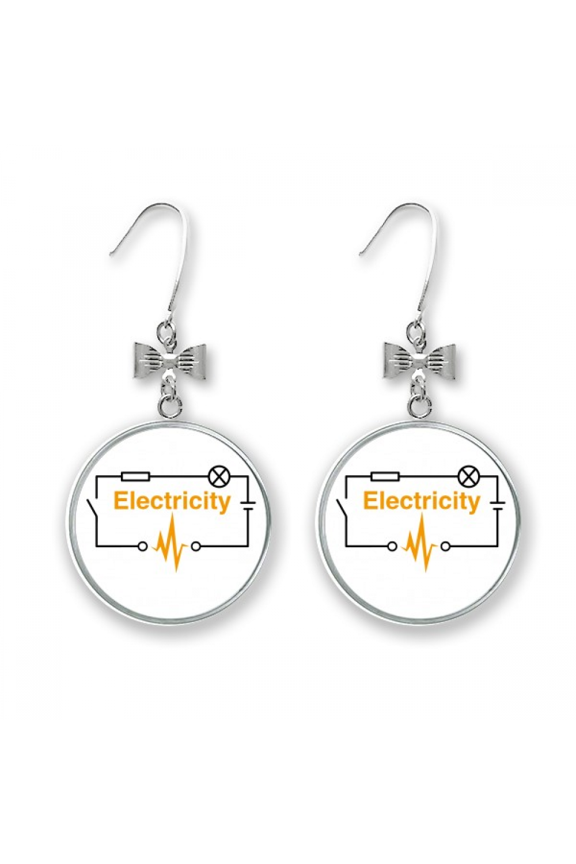 electric wave battery resistance switch bow earrings drop stud pierced hook