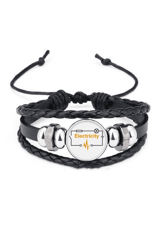 electric wave battery resistance switch bracelet braided leather woven wristband