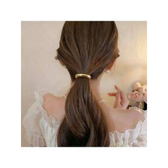 An elegant gold metal hair tie, smooth metal elastic hair band, vintage fashion hair tie gift, suitable for Valentine's Day, ponytail holder, hair accessory, headpiece