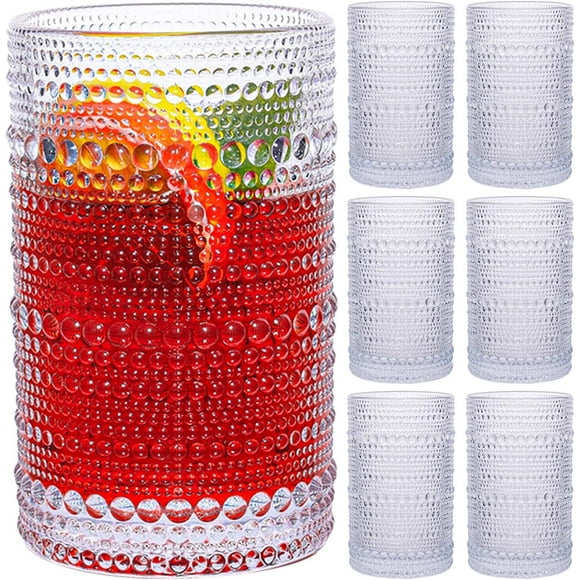 eleganttime 12 oz Vintage Bubble Textured Beverage Glasses (Set of 6)