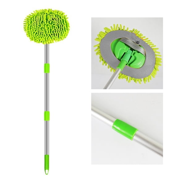 elescopic Car Wash Mop, Soft Scratch-Free Bristles, Curved Ergonomic Pole, Adjustable Length, Lightweight Durable Build, Multifunctional Tools for Auto Exterior Deep Cleaning