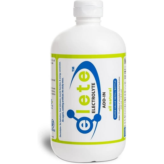 elete Electrolyte Add-in Hydration Drops | Sodium, Magnesium, Potassium & Trace Minerals | Unflavored | Transform Any Drink into a Sports Drink, 18.6oz Refill Size