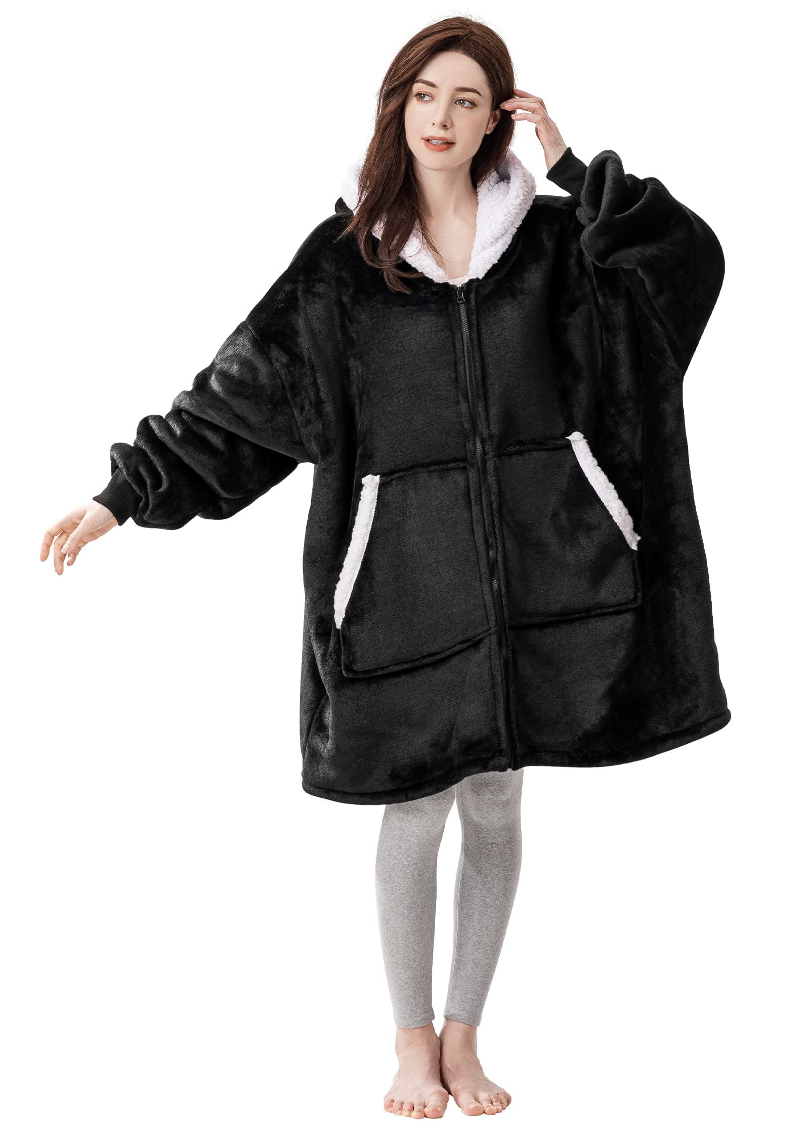 eletecpro Oversized Wearable Blanket, Sherpa Blanket Hoodie, Large