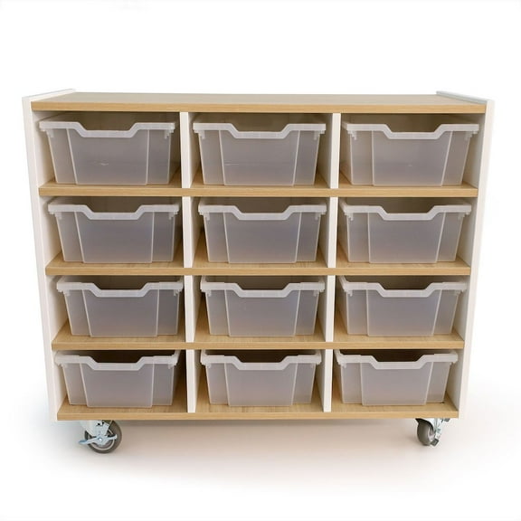 elevatED 12 Tray Mobile Cabinet in Brown and White Color