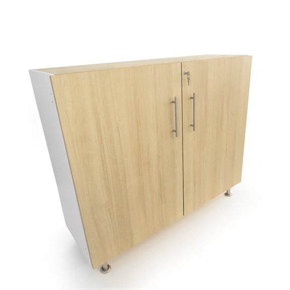 elevatED Lockable Wall Cabinet in Brown and White Color