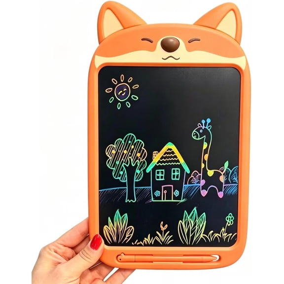 elitegadget 10 Inch LCD Writing Board Colorful Doodle Drawing Pad Electronic Drawing Board with Smart Lock, Reusable Sketch Pad (Fox)