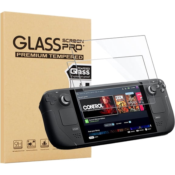 elitegadget 2 Pack Glass Screen Protector for Steam Deck OLED 7.4-Inch (2023) and Steam Deck 7-Inch (2021/2022) - Tempered Glass Film/High Definition/9H Hardness/Scratch Resistant