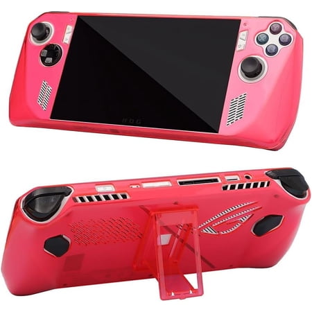 elitegadget Case for ASUS ROG Ally RC71L - Transparent Clear Hard Plastic Shell Protective Kickstand Case Cover for ASUS ROG Ally 7" inch (2023) (Transparent Light Red)