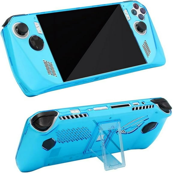 elitegadget Case for ASUS ROG Ally RC71L - Transparent Clear Hard Plastic Shell Protective Kickstand Case Cover for ASUS ROG Ally 7" inch (2023) (Transparent Blue)