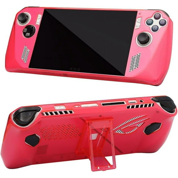 elitegadget Case for ASUS ROG Ally RC71L - Transparent Clear Hard Plastic Shell Protective Kickstand Case Cover for ASUS ROG Ally 7" inch (2023) (Transparent Light Red)