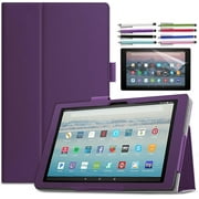 elitegadget Case for Amazon Fire HD 10 (13th Generation, 2023 Released) - Lightweight Folio Stand PU Leather Cover Case + 1 Screen Protector and 1 Stylus (Purple)