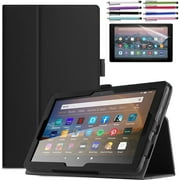 elitegadget Case for Amazon Fire HD 10 (13th Generation, 2023 Released) - Lightweight Folio Stand PU Leather Cover Case + 1 Screen Protector and 1 Stylus (Black