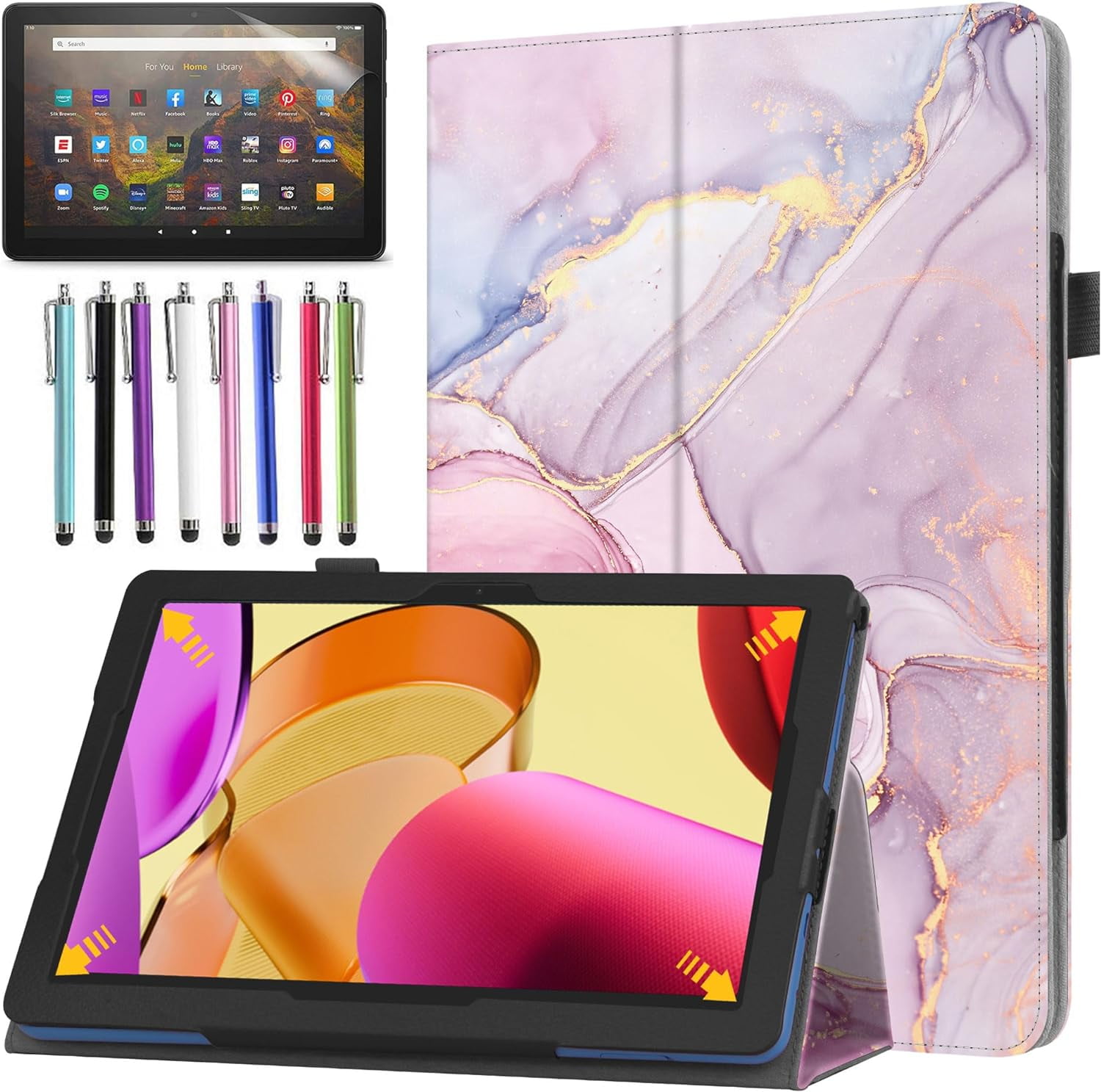 Cover per Fire HD 10 Plus 2021 Custodia Tablet, Pelle, Supporto