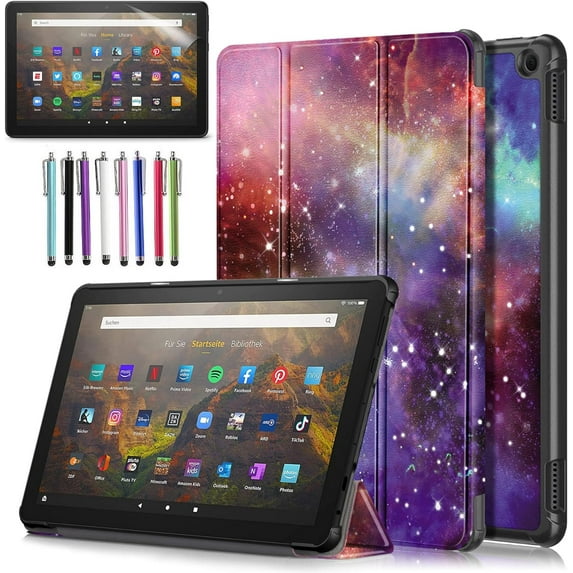 elitegadget Case for Amazon Fire HD Tablet 10.1" Inch Display (13th Generation, 2023 Released) - Lightweight Tri-fold Stand Cover Case + 1 Screen Protector and 1 Stylus (Black)