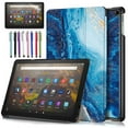 thumbnail image 1 of elitegadget Case for Amazon Fire HD Tablet 10.1" Inch Display (13th Generation, 2023 Released) - Lightweight Tri-fold Stand Cover Case + 1 Screen Protector and 1 Stylus (Sandy Ocean Blue), 1 of 6