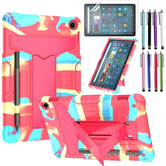 elitegadget Case for Amazon Fire Max 11 Tablet (13th Generation, 2023 Released) - Hybrid Heavy Duty Protective Cover Case with Kickstand + 1 Screen Protector and 1 Random Stylus (Candy/Pink)