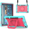 thumbnail image 1 of elitegadget Case for Amazon Fire Max 11 inch Tablet (13th Generation, 2023 Release) Hybrid Shockproof 360 Rotating Ring Stand Case with Shoulder Straps + 1 Film Screen Protector (Teal/Pink), 1 of 5