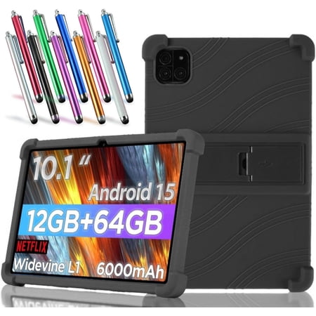 elitegadget Case for Callsky-Tab Android Tablet, 10.1 inch Android 15 Tablet (Cpad 10) - Lightweight Protective Silicone Stand Cover + 1 Random Color Stylus (Black)