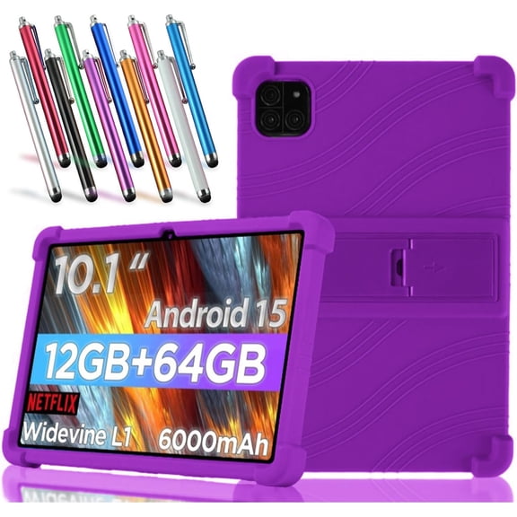 elitegadget Case for Callsky-Tab Android Tablet, 10.1 inch Android 15 Tablet (Cpad 10) - Lightweight Protective Silicone Stand Cover + 1 Random Color Stylus (Purple)