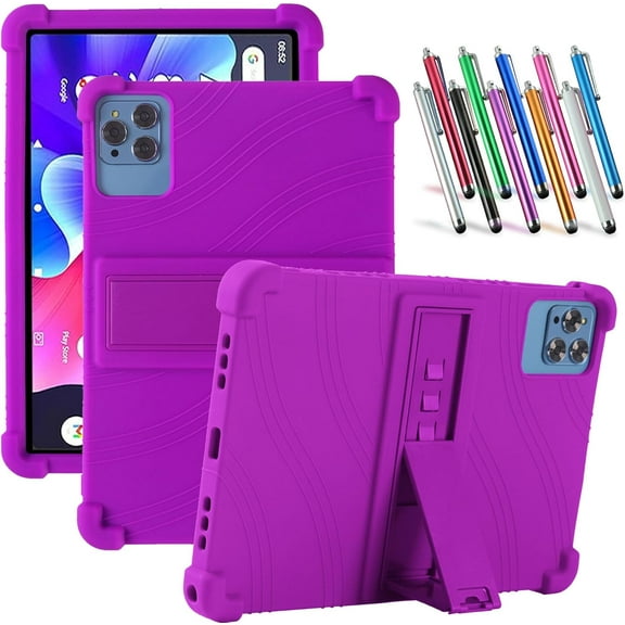 elitegadget Case for KADYBE ANTEMPER D115/YQSAVlOR YQCP20 Tablet/TOOTON/Vortex TAB10/DOOGEE T10 T10S T10 Pro, 10.1 Inch Tablet - Lightweight Silicone Stand Cover + 1 Random Color Stylus (Purple)