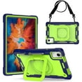 thumbnail image 1 of elitegadget Case for Lenovo Tab M11 11 inch Tablet (TB-330FU / TB-331FC) 2024 Released - Heavy Duty Impact Resistant Case Cover with Rotating Ring Stand (Navy Blue/Green), 1 of 6