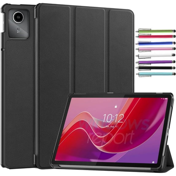 elitegadget Case for Lenovo Tab M11 (2023) TB-330FU / Lenovo Xiaoxin Pad 2024 11 inch TB-331FC - Lightweight Tri-Fold Stand Shell Case Cover + 1 Stylus (Black)