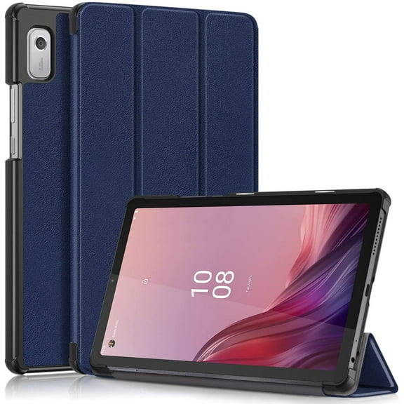 elitegadget Case for Nook 9" Lenovo Tablet (2024) / Lenovo Tab M9 (TB-310FU, 2023 Released) 9 Inch Display Tablet - Slim Lightweight Trifold Shell Stand Cover Case + 1 Random Stylus (Navy Blue)
