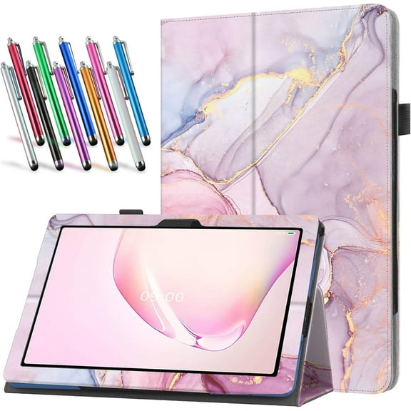 elitegadget Case for Onn 10.1 Inch Tablet (2024 Model) Gen 4 - Slim Lightweight Folio PU Leather Folding Stand Cover Case   1 Random Stylus (Pink Marble)