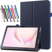 elitegadget Case for Onn 10.1 Inch Tablet (2024 Model) Gen 4 - Slim Lightweight Folio PU Leather Folding Stand Cover Case + 1 Random Stylus (Navy Blue)