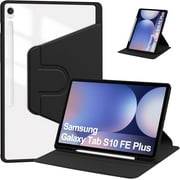 elitegadget Case for Samsung Galaxy Tab S10 FE+/S10 FE Plus 13.1 Inch 2025 Released - 360 Degree Rotation Protective Stand Clear Back Cover Case (Black)