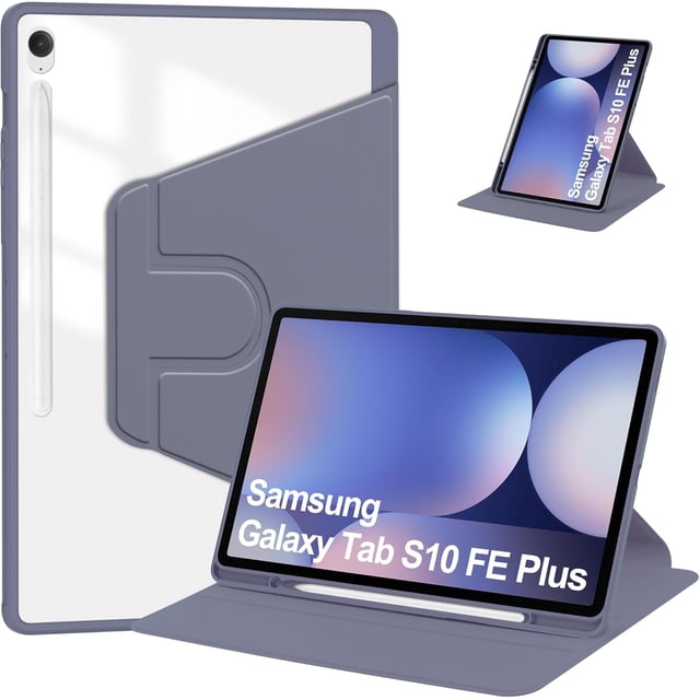 elitegadget Case for Samsung Galaxy Tab S10 FE+/S10 FE Plus 13.1 Inch 2025 Released - 360 Degree Rotation Protective Stand Clear Back Cover Case (Gray)