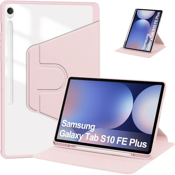 elitegadget Case for Samsung Galaxy Tab S10 FE /S10 FE Plus 13.1 Inch 2025 Released - 360 Degree Rotation Protective Stand Clear Back Cover Case (Pink)