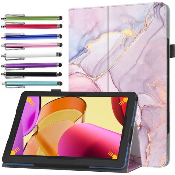 elitegadget Case for Samsung Galaxy Tab A11+ Plus 11 Inch (SM-X230/X236) 2026 Released - Slim Lightweight Folio PU Leather Folding Stand Cover Case and 1 Random Color Stylus (Pink Marble)