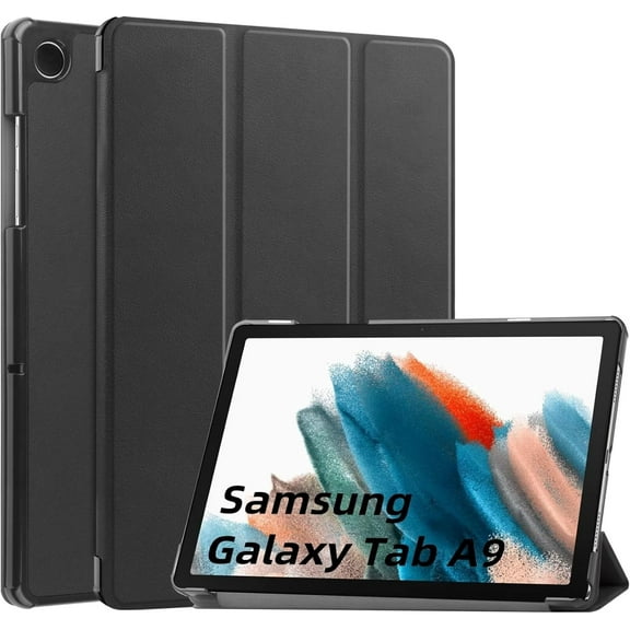 elitegadget Case for Samsung Galaxy Tab A9+ 11" Inch (SM-X210/X215/X216) 2023 Released - Lightweight Tri-Fold Stand Shell Case Cover + 1 Stylus (Black)