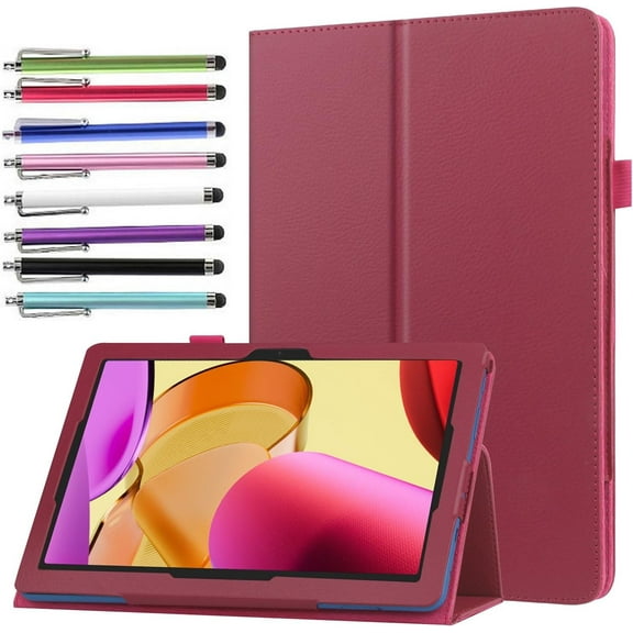 elitegadget Case for Samsung Galaxy Tab A9 11" Inch (SM-X210/X215/X216) 2023 Released - Slim Lightweight Folio Stand Cover PU Leather Case 1 Stylus (Pink)