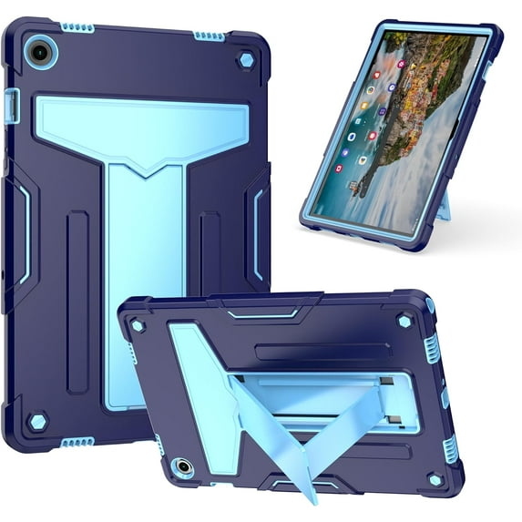 elitegadget Case for Samsung Galaxy Tab A9+ 11" Inch Tablet (SM-X210/X215/X216) (2023 Released) - Protective Hybrid Case Cover with Kickstand + 1 Random Color Stylus (Navy Blue/Blue)
