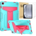 thumbnail image 1 of elitegadget Case for Samsung Galaxy Tab A9+ 11" Inch Tablet (SM-X210/X215/X216) (2023 Released) - Protective Hybrid Case Cover with Kickstand + 2 Pieces Glass Screen Protector (Teal/Pink), 1 of 5