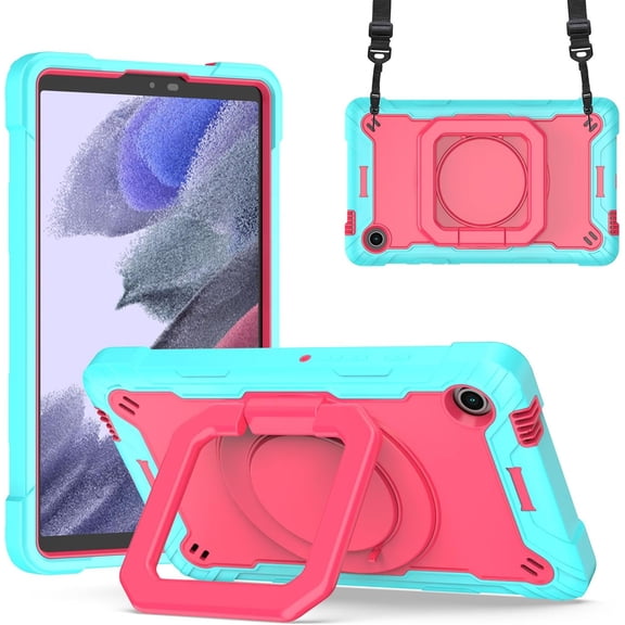 elitegadget Case for Samsung Galaxy Tab A9+ Plus 11 Inch (SM-X210/X215/X216) 2023 Released - Heavy Duty Impact Resistant Case Cover with Rotating Ring Stand + 1 Stylus (Teal/Pink)