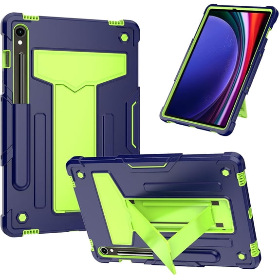elitegadget Case for Samsung Galaxy Tab S10 FE 10.9" / Galaxy Tab S9 FE 10.9" - Dual Layer Protective Hybrid Cover Case with Kickstand (Navy Blue/Green)