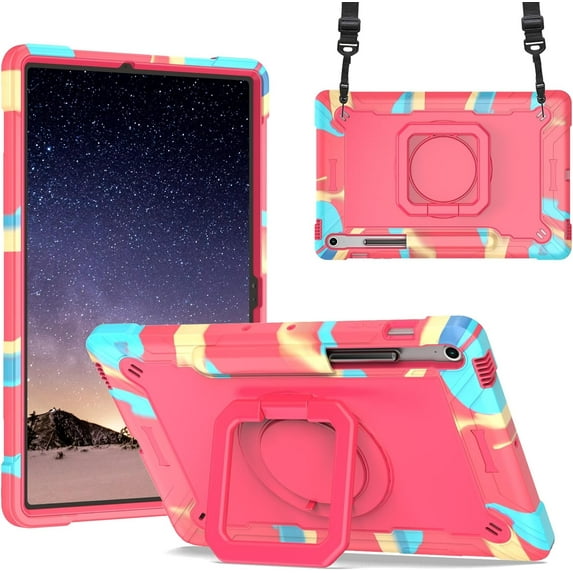 elitegadget Case for Samsung Galaxy Tab S10 FE+/S10 FE Plus 13.1 Inch 2025 Released - Dual Layer Protective Heavy Duty Impact Resistant Case Cover with Rotating Ring Stand (Candy/Pink)